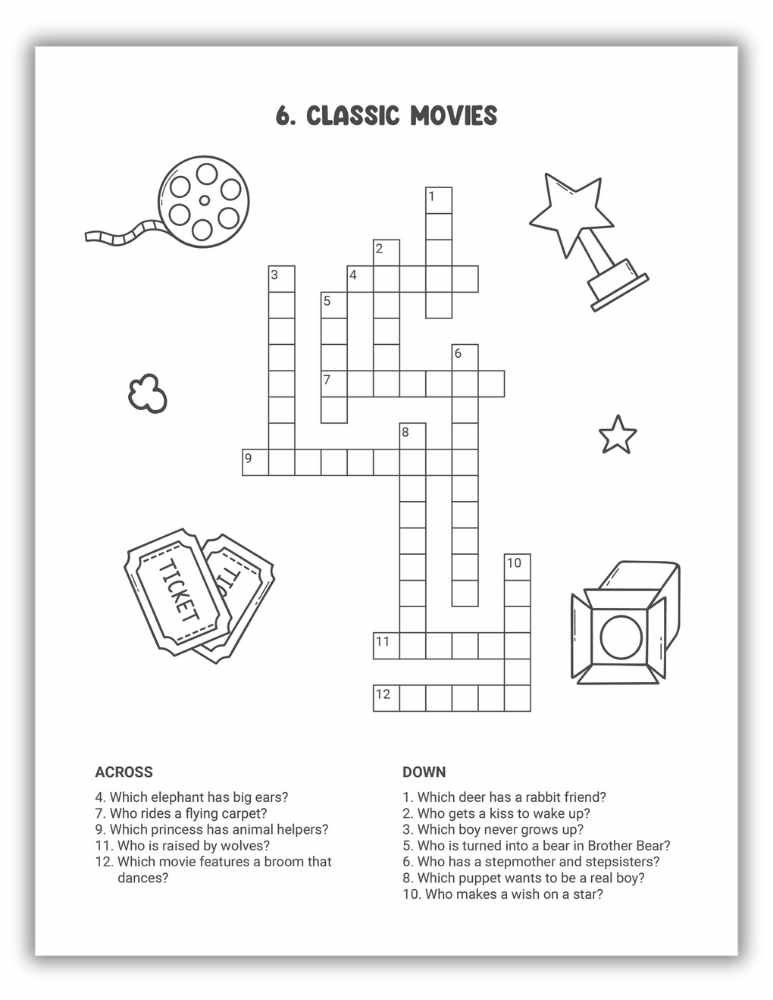 Disney Crossword Puzzles Free PDF Download: Classic Movies