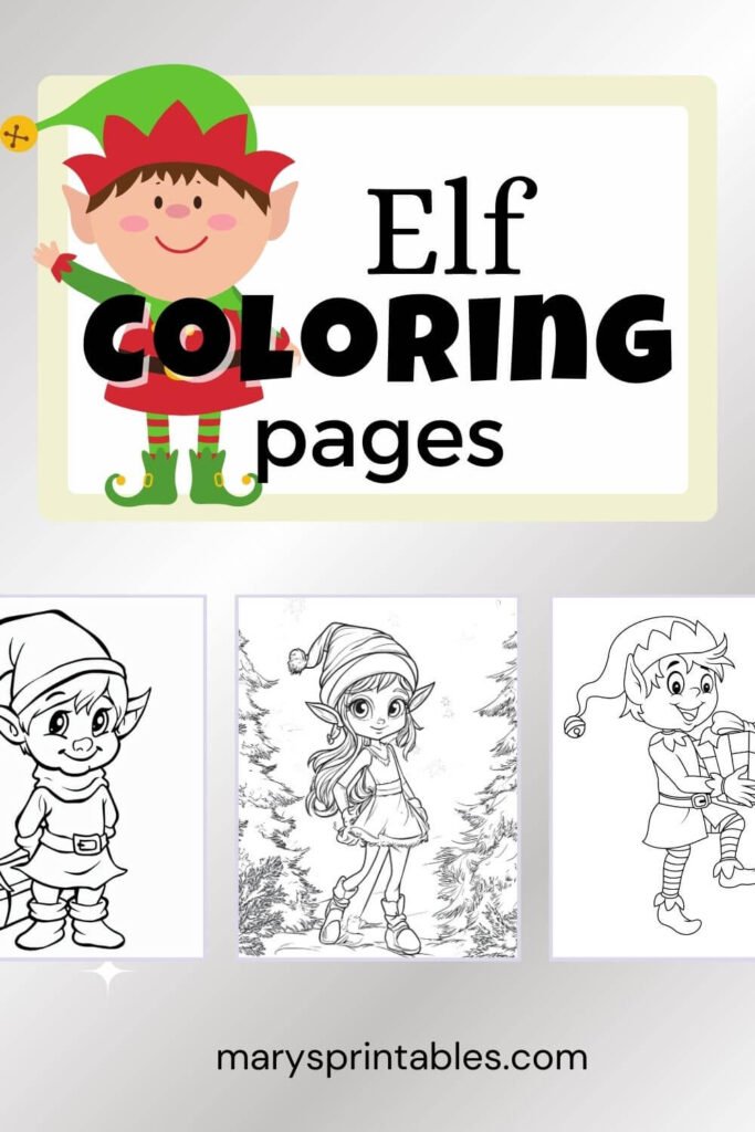 Elf Coloring Page Preview Image