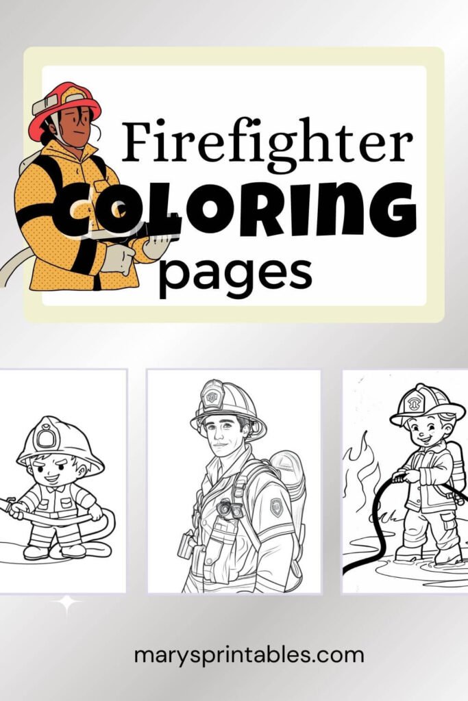 Firefighter Coloring Page Preview Image