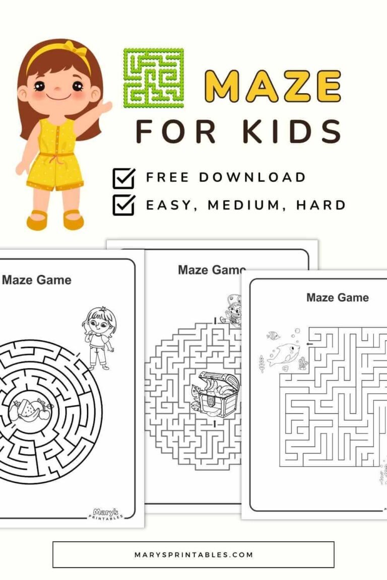 Free Printable Mazes for Kids – Easy, Medium, and Difficult Levels to Download