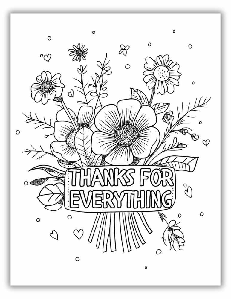 Free Thanks for Everything Mother's Day Coloring Page