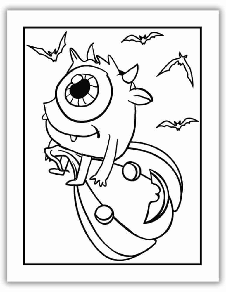 Monster pumpkin Halloween coloring page – free and printable for creative fun.