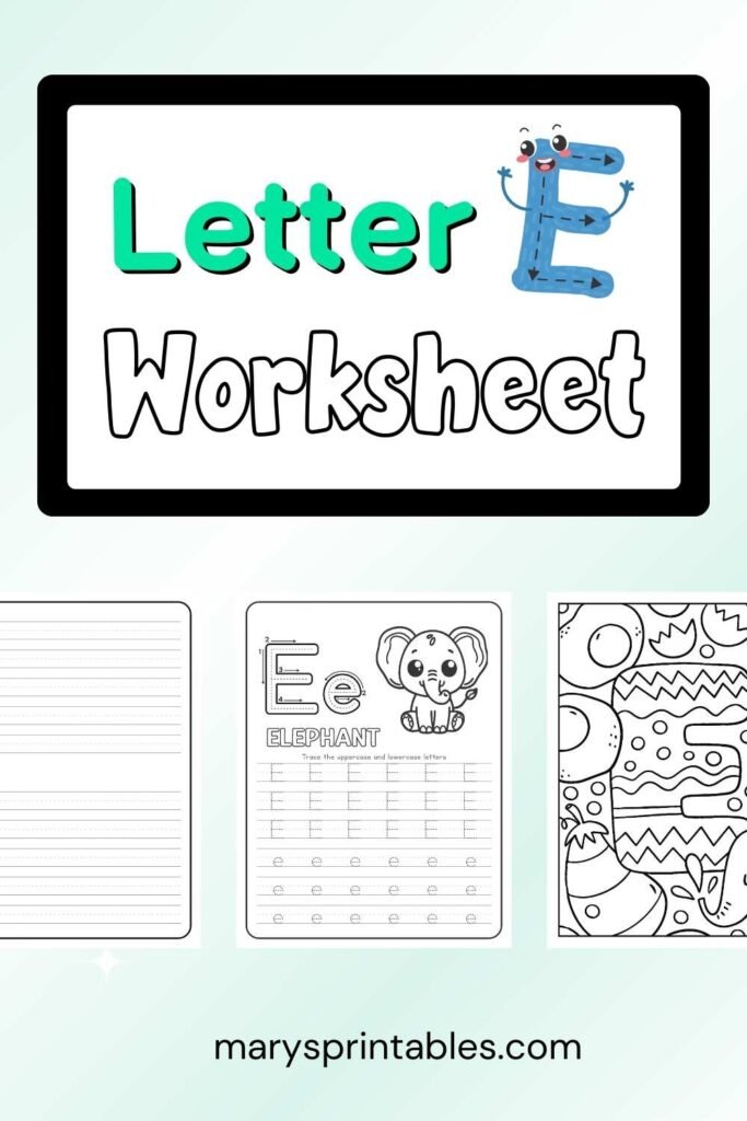 Letter E Worksheet Free Printable Featured Image