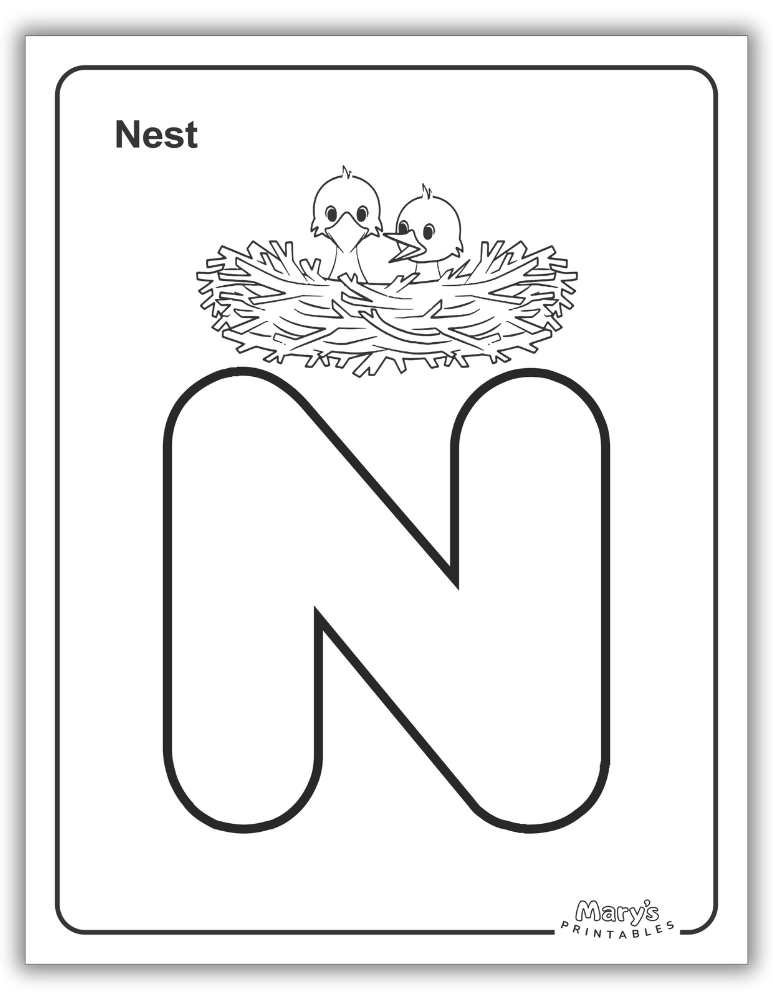 Printable Letter N Worksheet Simple Coloring Page