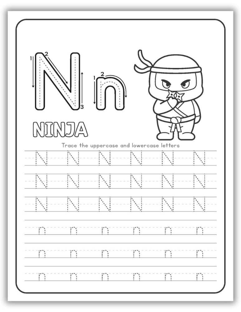 Printable Letter N Worksheet Tracing Ninja