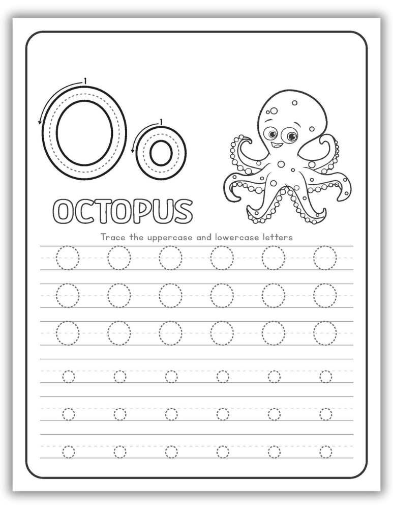 Printable Letter O Worksheet Tracing Octopus