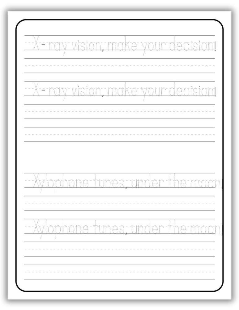 Printable Letter X Worksheet Tracing Sentences