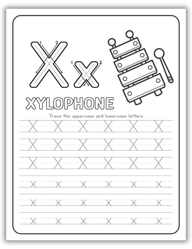 Printable Letter X Worksheet Tracing Xylophone