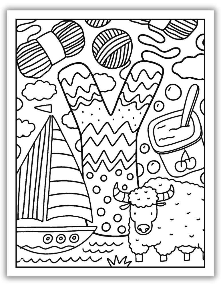 Printable Letter Y Worksheet Complex Coloring Page