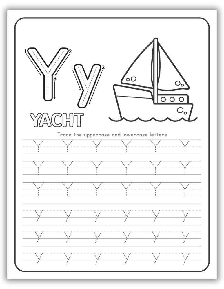 Printable Letter Y Worksheet Tracing Yacht