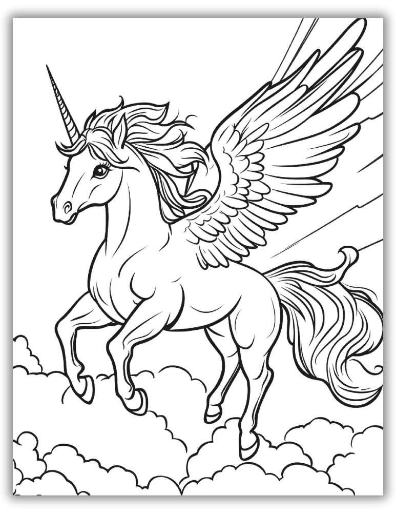 Majestic Pegasus coloring page printable