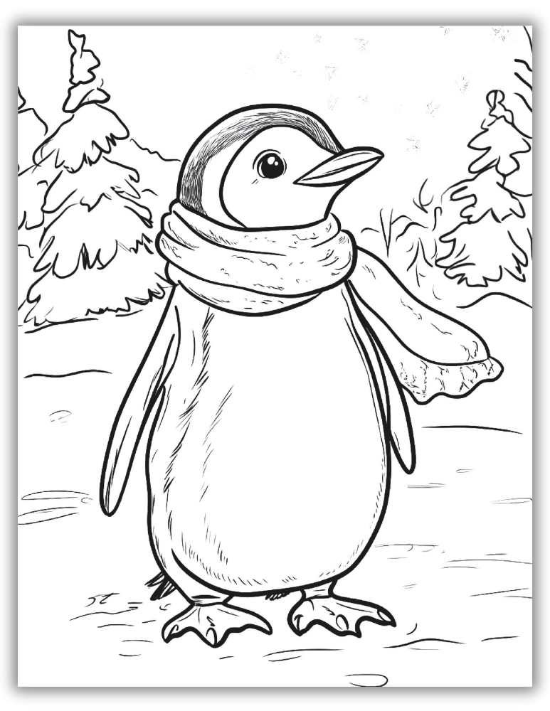 Fun winter penguin coloring sheet