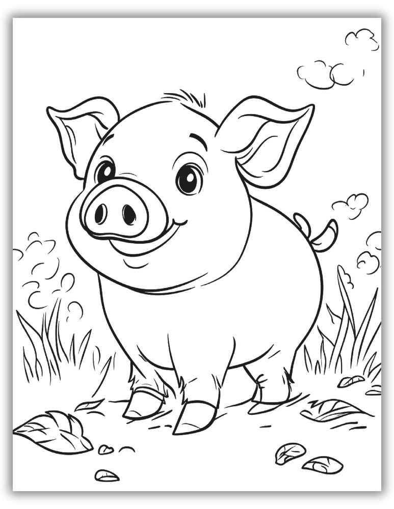Easy pig coloring sheet for preschoolers