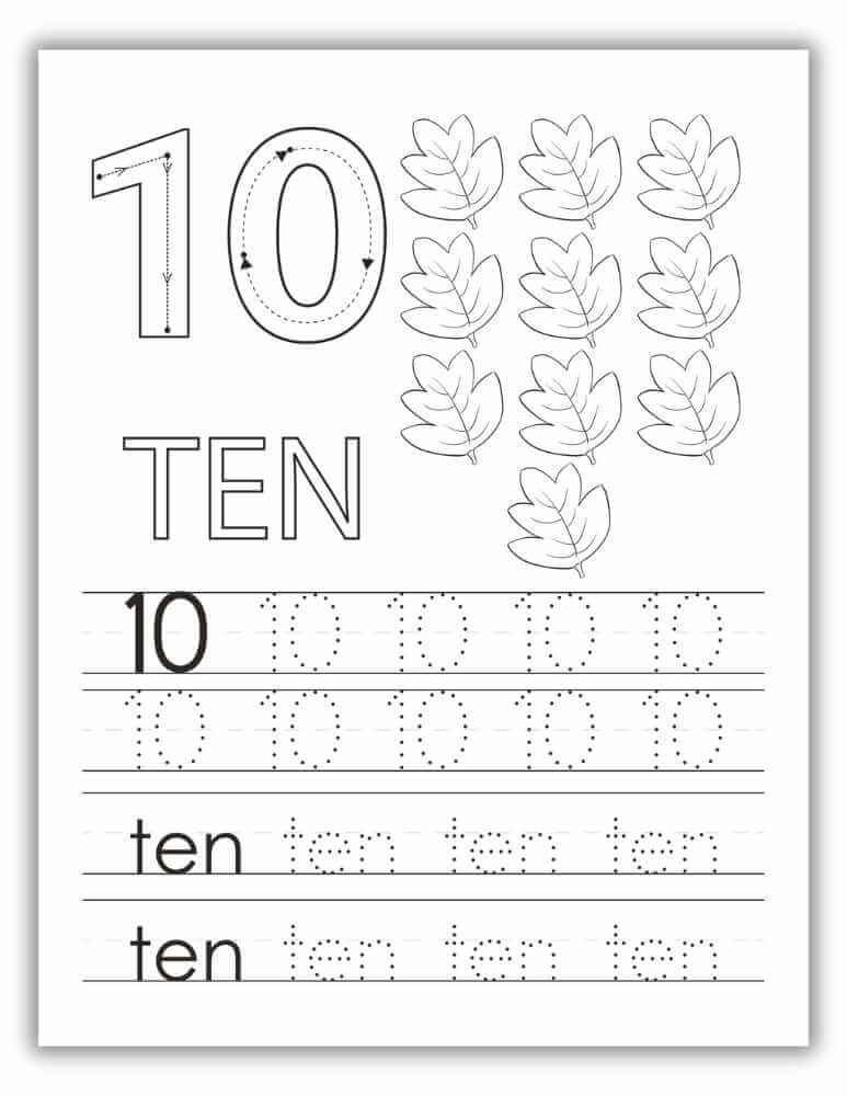 Free Printable PDF Worksheet 1- 20 - Number 10