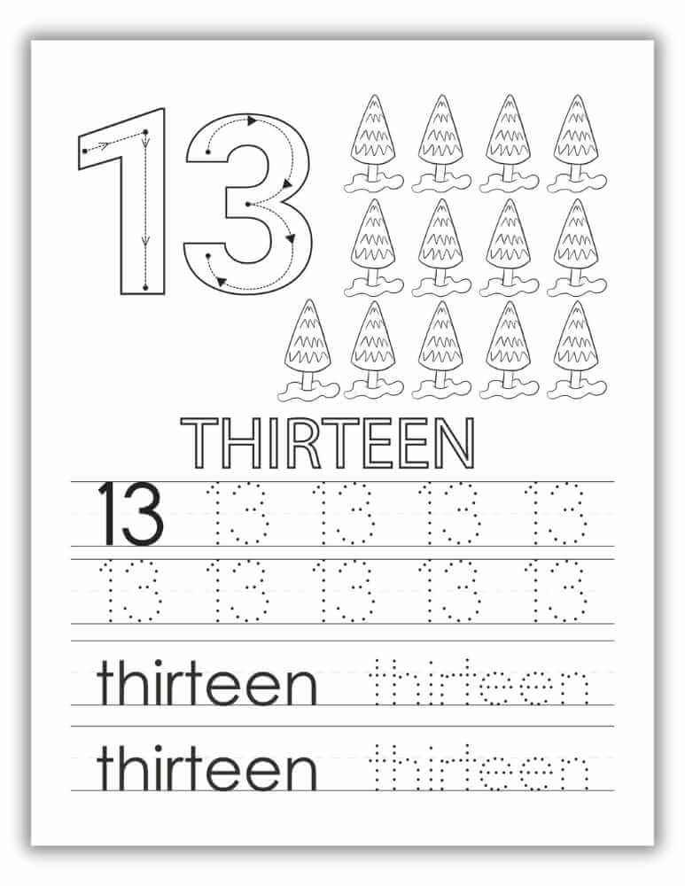 Free Printable PDF Worksheet 1- 20 - Number 13