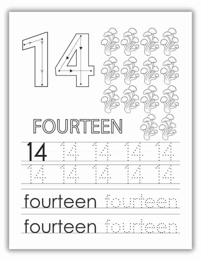 Free Printable PDF Worksheet 1- 20 - Number 14