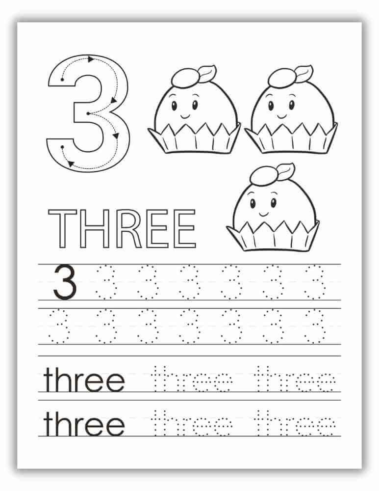 Free Printable PDF Worksheet 1- 20 - Number 3
