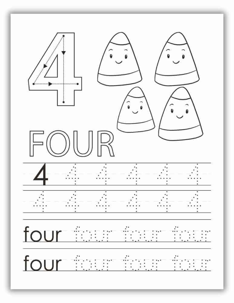 Free Printable PDF Worksheet 1- 20 - Number 4