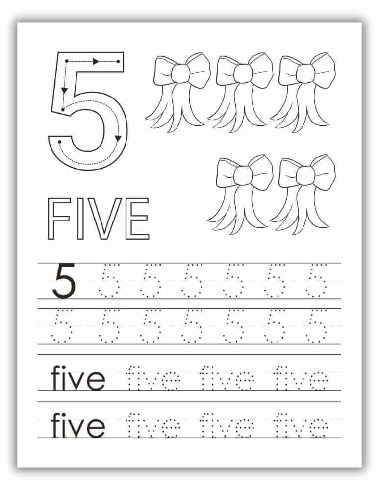 Free Printable PDF Worksheet 1- 20 - Number 5