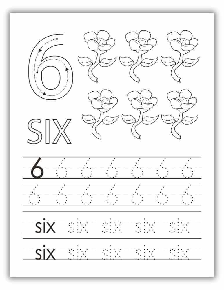 Free Printable PDF Worksheet 1- 20 - Number 6