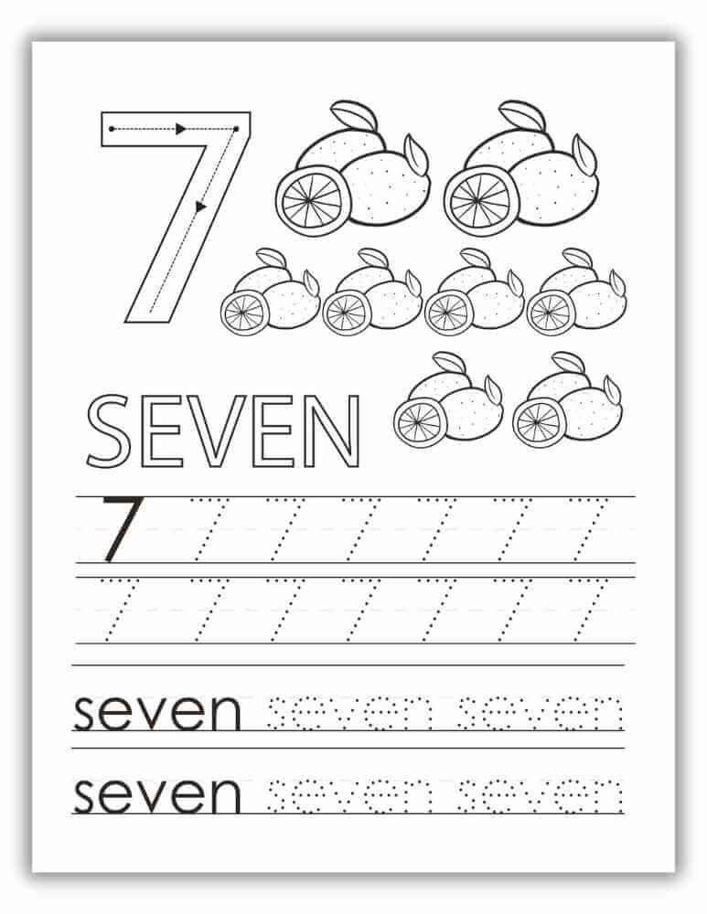 Free Printable PDF Worksheet 1- 20 - Number 7