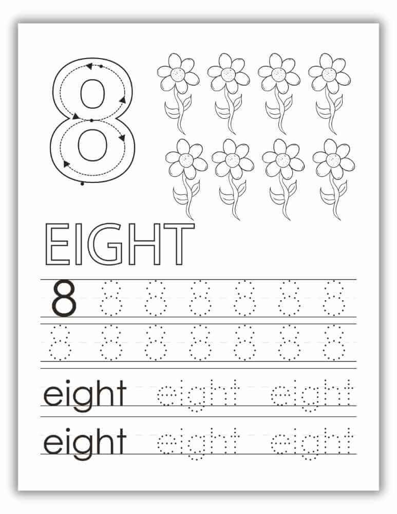Free Printable PDF Worksheet 1- 20 - Number 8