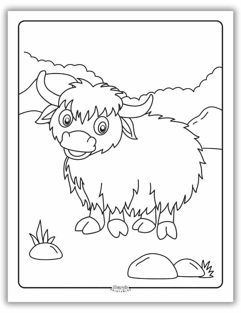 Smiling Yak Coloring Pages for Free