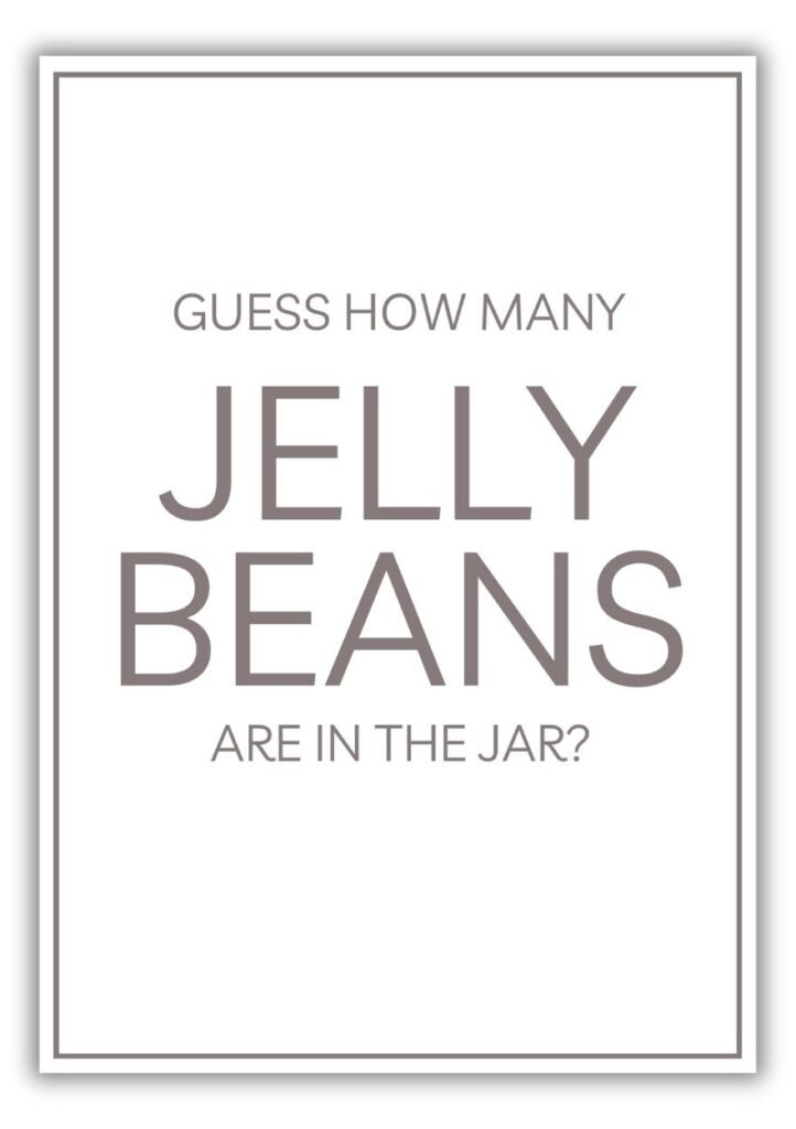 Neutral baby shower Guess How Many Jelly Beans printable sign for candy jar guessing game.