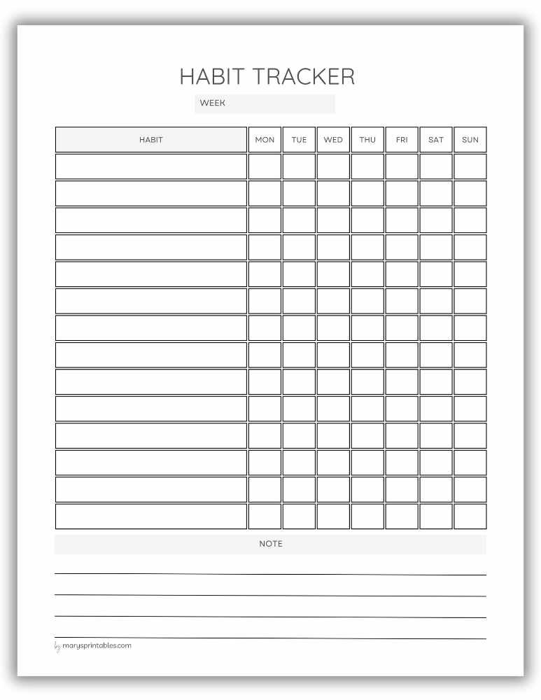 Printable ADHD habit tracker for daily and weekly habits