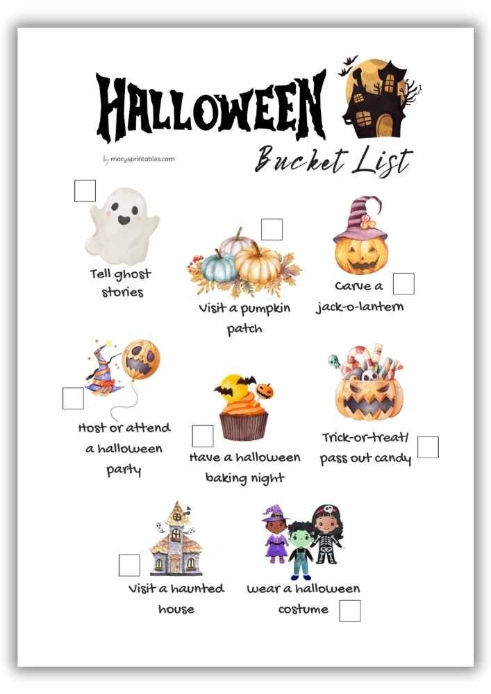 Witing Worksheet - Halloween Bucket List
