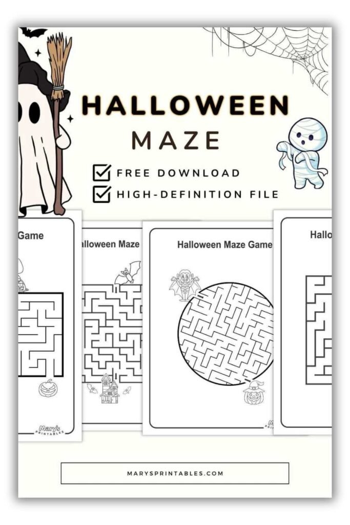 Explore Halloween maze printables with festive seasonal paths