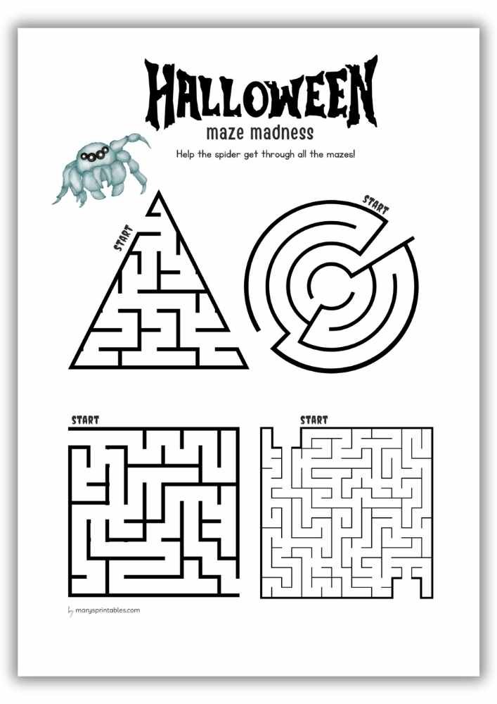 Halloween maze worksheet – help the spider through the maze.