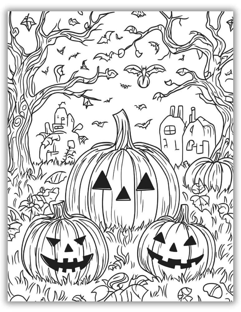 Cute 3 pumpkins Coloring Sheet