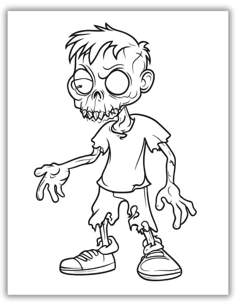 Halloween zombie coloring sheet looking hungry