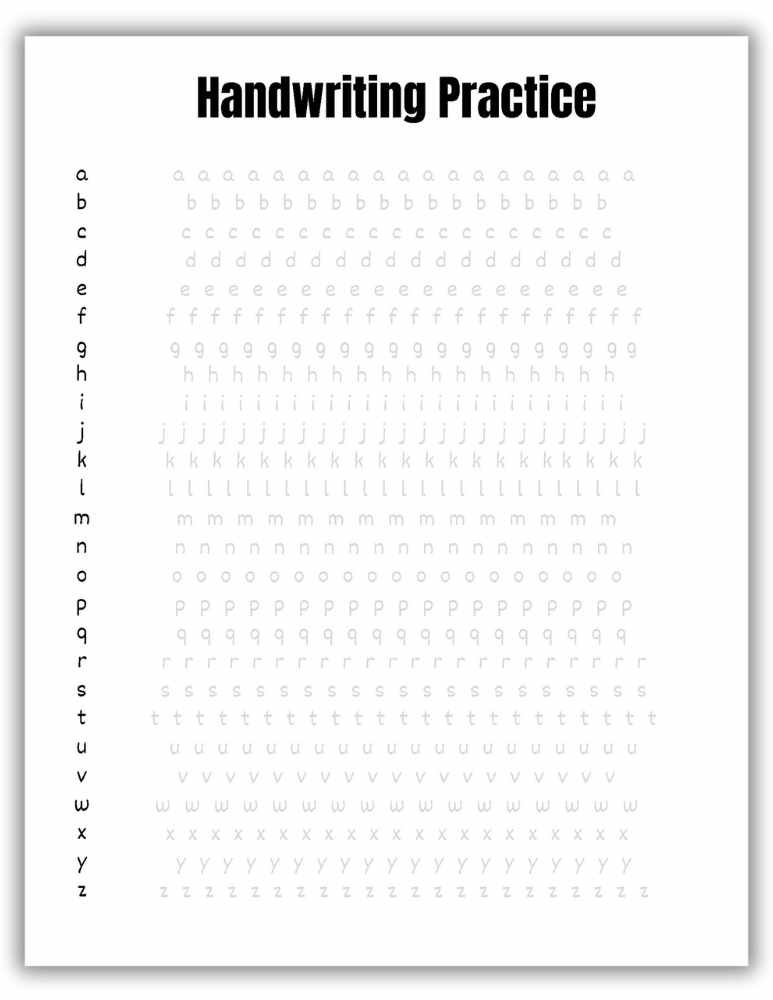 Lowercase alphabet handwriting worksheet for tracing letters a to z