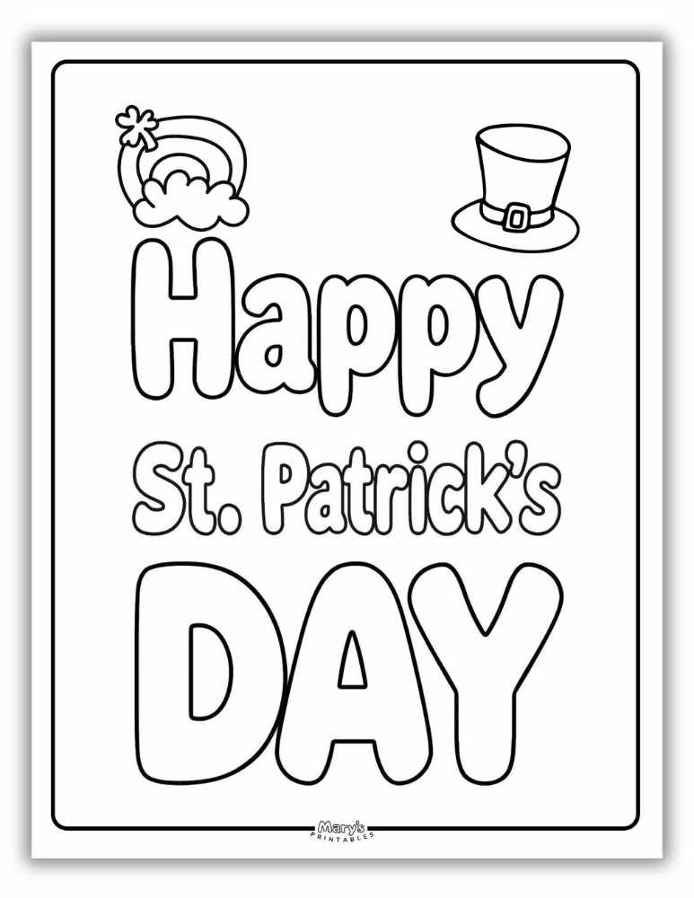Big and Bold Happy St. Patrick's Day Coloring Page