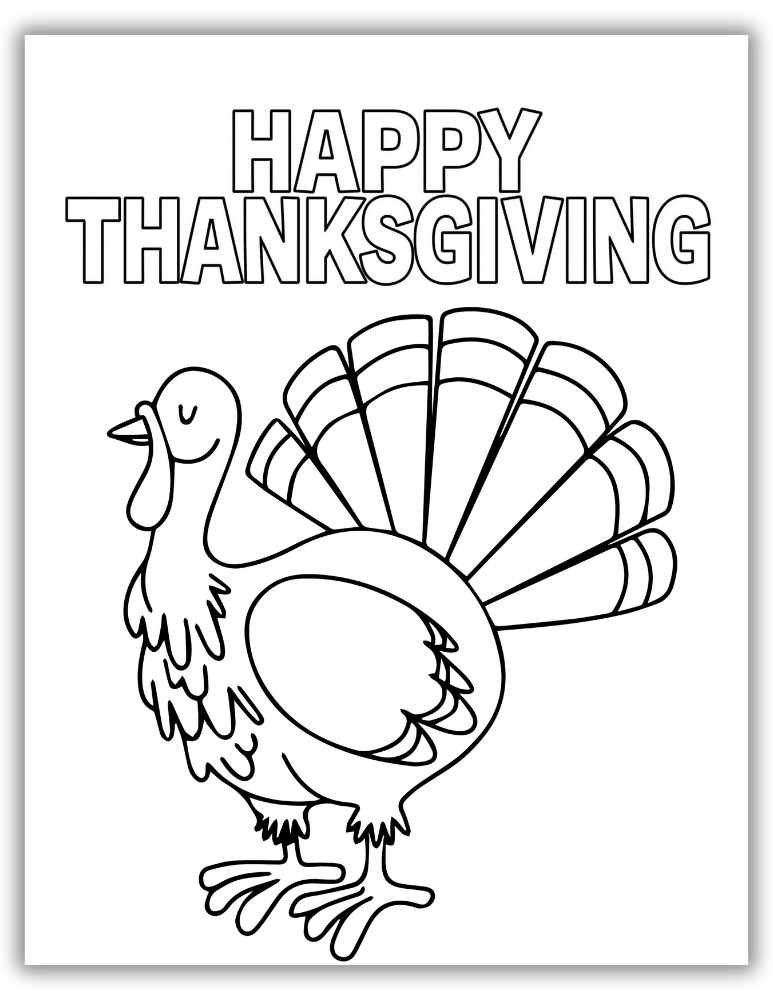 Thanksgiving Coloring Page - With Adorable Turkey