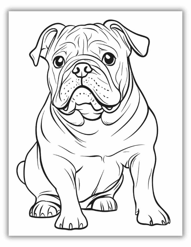 Healhy Bulldog Coloring Page Free PDF Download
