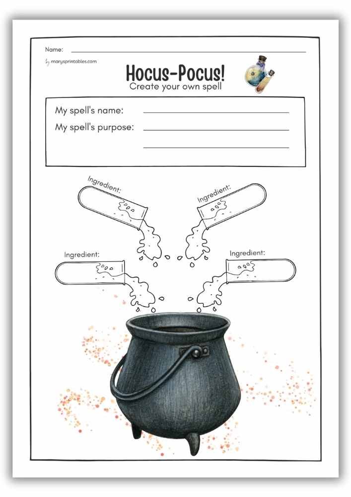 Hocus Pocus- Create Your Own Spell Worksheet