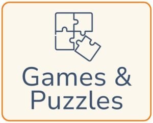 Printable games and puzzles including word searches, mazes, and crosswords
