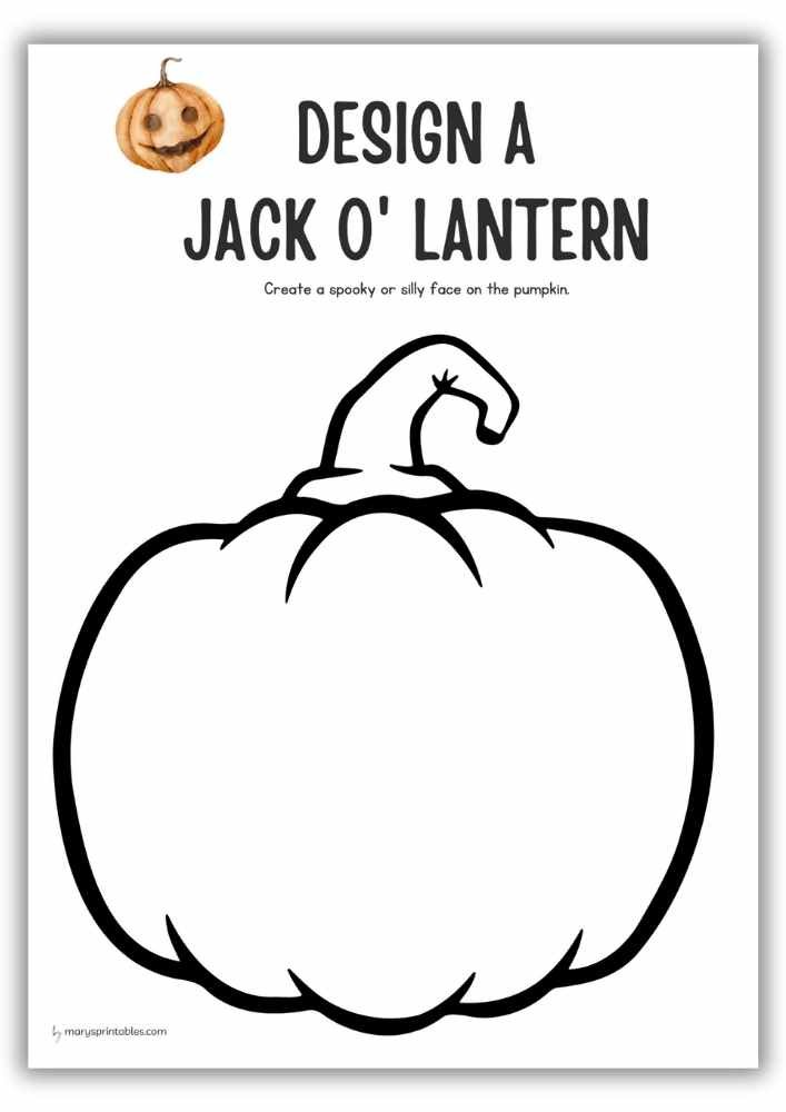 Printable Halloween craft for kids to design and decorate their own jack-o’-lantern face.