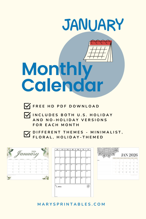 A Simple January 2026 Printable Calendar to Reset Your Routine