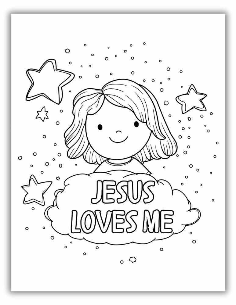 Jesus Loves Me Coloring Page Free PDF with Cute Girl