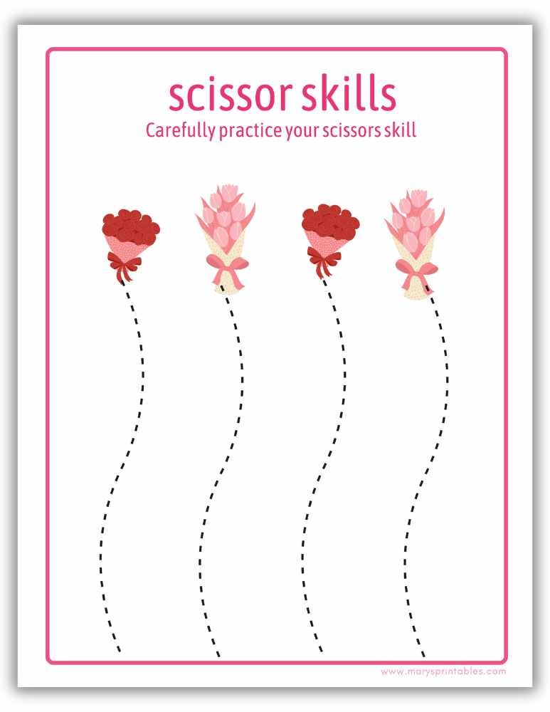 Valentine&rsquo;s Day scissor skills worksheet with cut-and-paste shapes