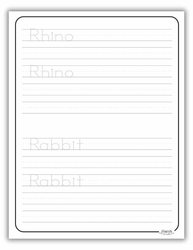 Printable Letter R Worksheet Tracing Words Rhino and Rabbit