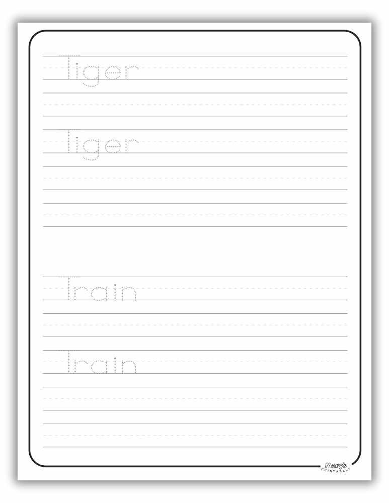 Printable Letter T Worksheet Tracing Words Tiger and Train
