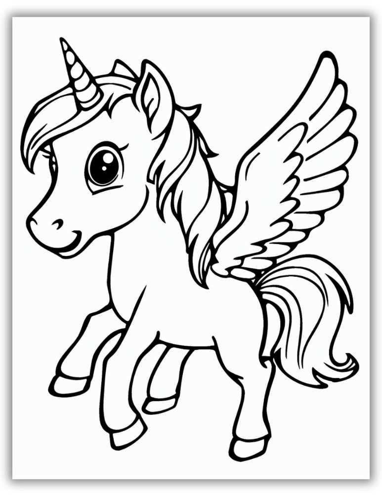 Cute Pegasus outline to color