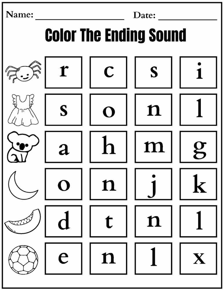 Color the ending sound worksheet using simple CVC words for early phonics