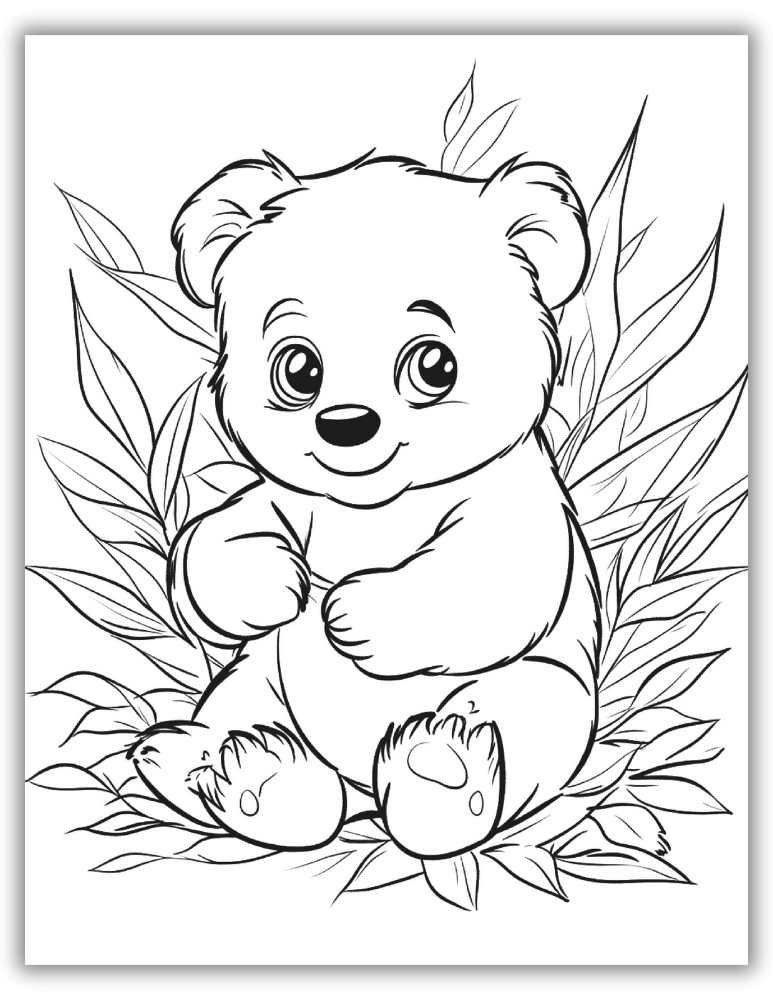 Adorable cartoon panda to color