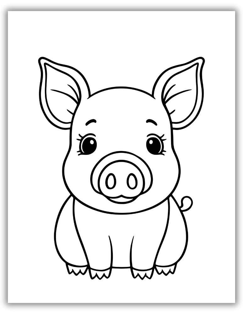 Baby pig coloring page for kids